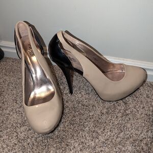 Tan and black heels
